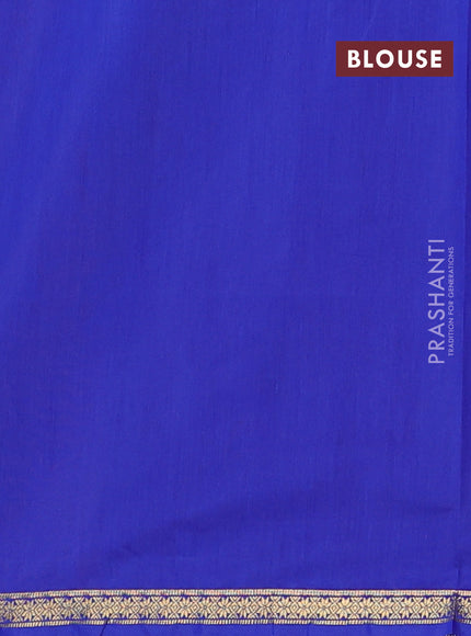 Semi maheswari cotton saree red and blue with zari woven buttas and small zari woven border
