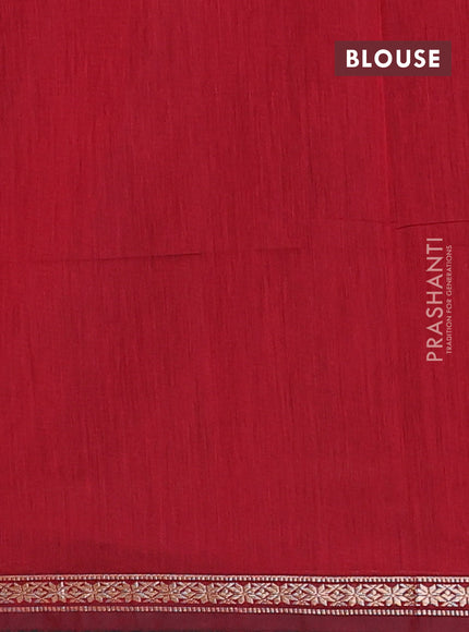 Semi maheswari cotton saree green and maroon with zari woven buttas and small zari woven border