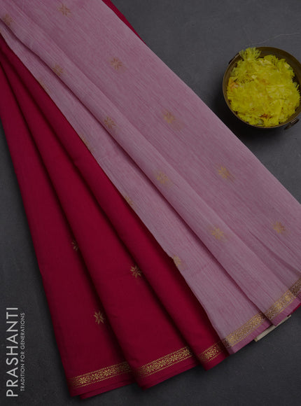 Semi maheswari cotton saree pink  and light pink with zari woven buttas and small zari woven border