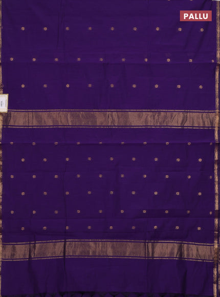 Semi maheswari cotton saree violet with zari woven buttas and small zari woven border