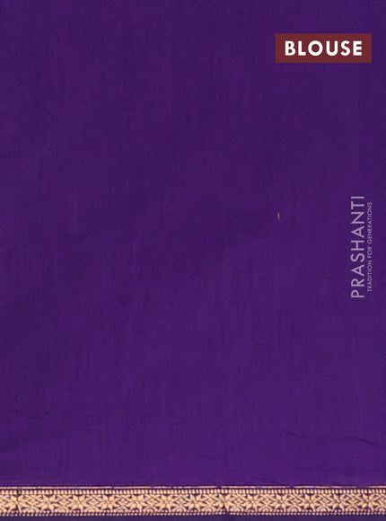 Semi maheswari cotton saree violet with zari woven buttas and small zari woven border