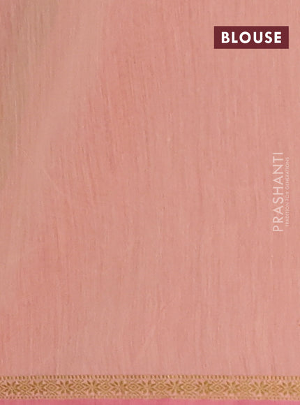 Semi maheswari cotton saree light green and light pink shade with zari woven buttas and small zari woven border