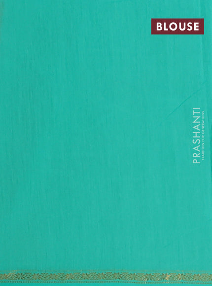Semi maheswari cotton saree rust shade and teal green with zari woven buttas and small zari woven border