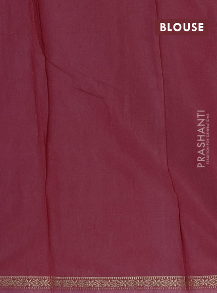 Semi maheswari cotton saree cs blue and maroon shade with silver zari woven buttas and small zari woven border