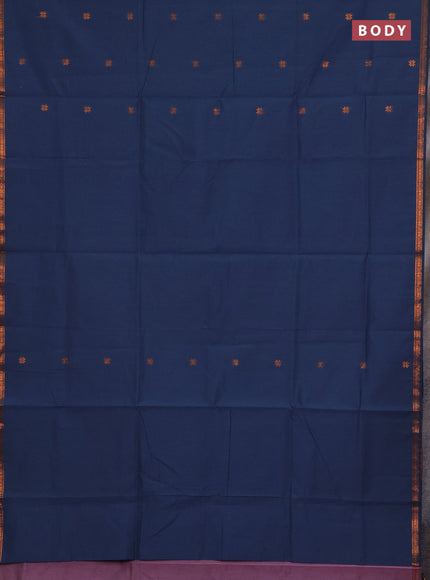 Semi maheswari cotton saree grey shade and mauve pink with copper zari woven buttas and small copper zari woven border