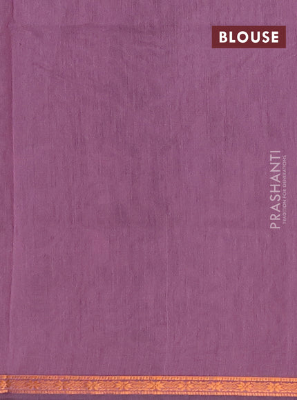 Semi maheswari cotton saree grey shade and mauve pink with copper zari woven buttas and small copper zari woven border