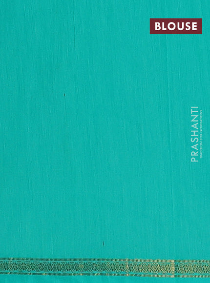Semi maheswari cotton saree teal green and green with zari woven buttas and small zari woven border