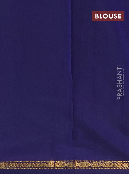 Semi maheswari cotton saree green and navy blue with copper zari woven buttas and small zari woven border