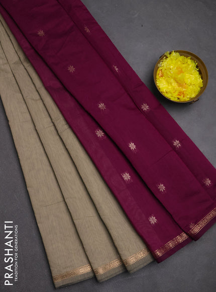 Semi maheswari cotton saree pastel green and purple with zari woven buttas and small zari woven border