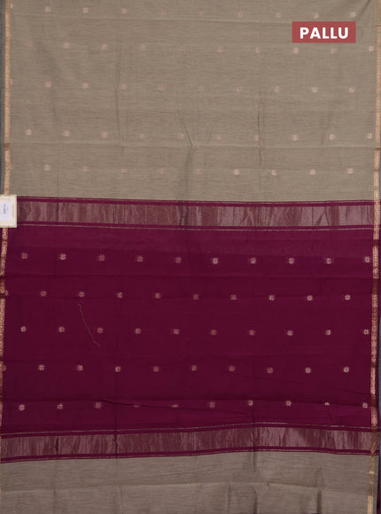 Semi maheswari cotton saree pastel green and purple with zari woven buttas and small zari woven border