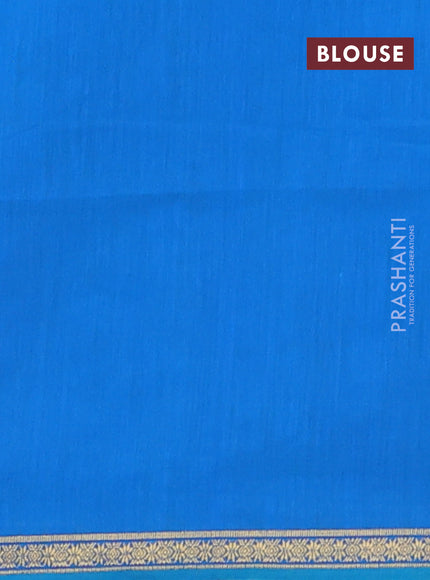 Semi maheswari cotton saree green and cs blue with zari woven buttas and small zari woven border