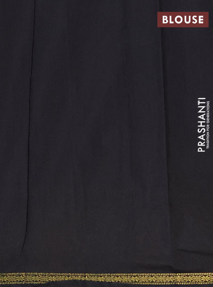 Semi maheswari cotton saree dark mustard and black with zari woven buttas and small zari woven border