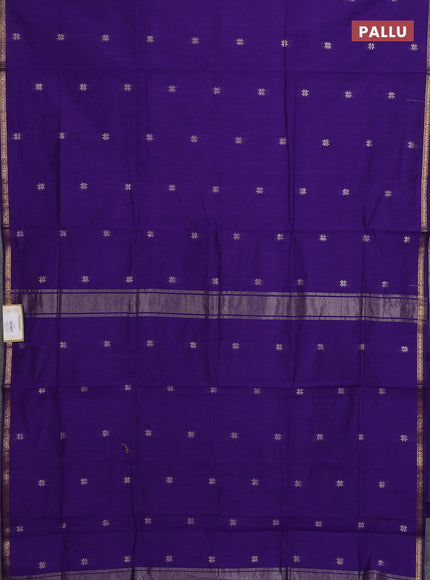 Semi maheswari cotton saree violet with zari woven buttas and small zari woven border