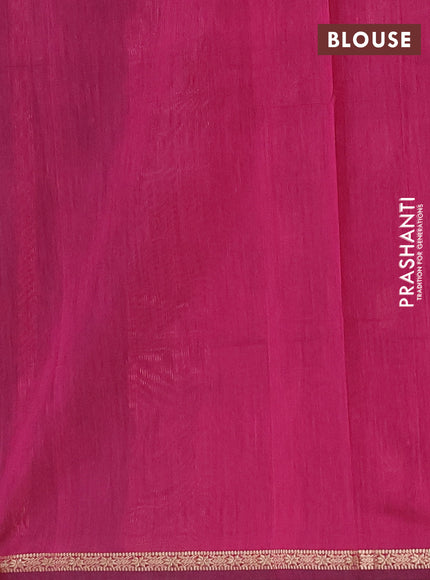 Semi maheswari cotton saree green and magenta pink with zari woven buttas and small zari woven border