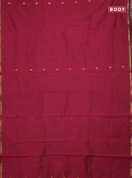 Semi maheswari cotton saree pink shade and green with zari woven buttas and small zari woven border