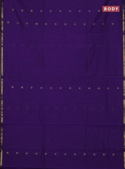 Semi maheswari cotton saree violet and blue with zari woven buttas and small zari woven border