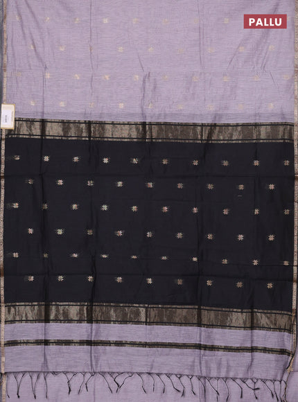 Semi maheswari cotton saree grey shade and black with zari woven buttas and small zari woven border