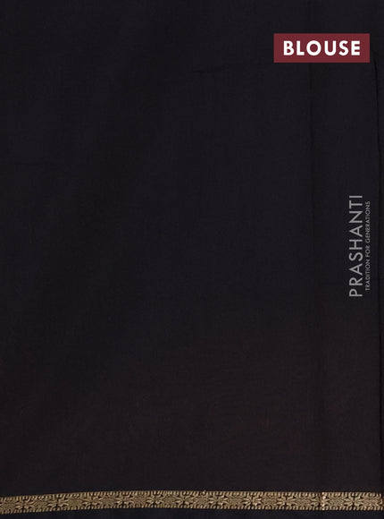 Semi maheswari cotton saree orange and black with zari woven buttas and small zari woven border