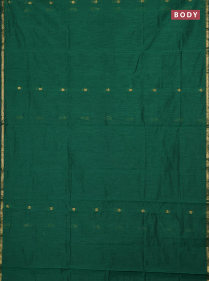 Semi maheswari cotton saree green and deep purple with zari woven buttas and small zari woven border