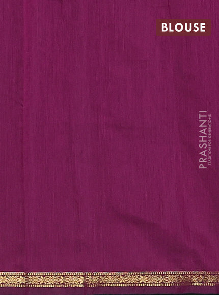Semi maheswari cotton saree green and deep purple with zari woven buttas and small zari woven border