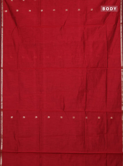 Semi maheswari cotton saree maroon and navy blue with zari woven buttas and small zari woven border