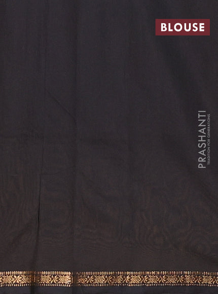 Semi maheswari cotton saree mustard yellow and black with zari woven buttas and small zari woven border