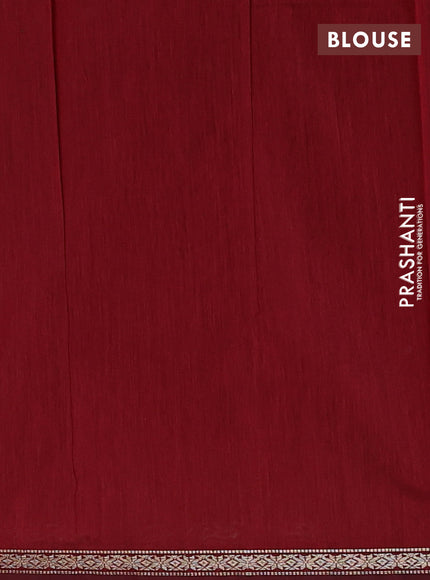 Semi maheswari cotton saree mehendi green and maroon with zari woven buttas and small zari woven border