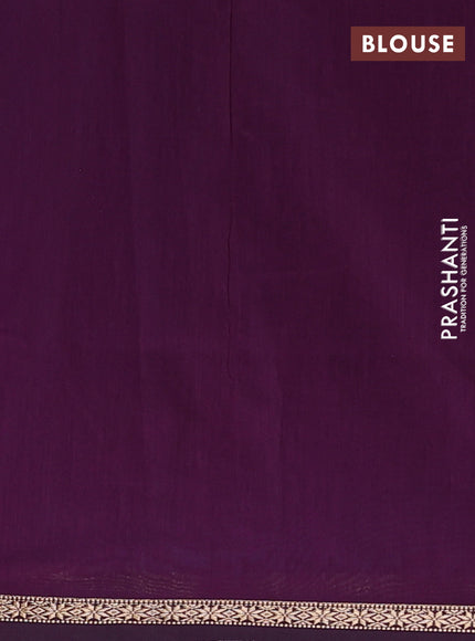 Semi maheswari cotton saree blue and purple with silver zari woven buttas and small zari woven border