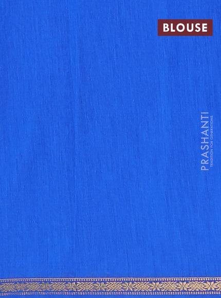 Semi maheswari cotton saree blue and cs blue with zari woven buttas and small zari woven border
