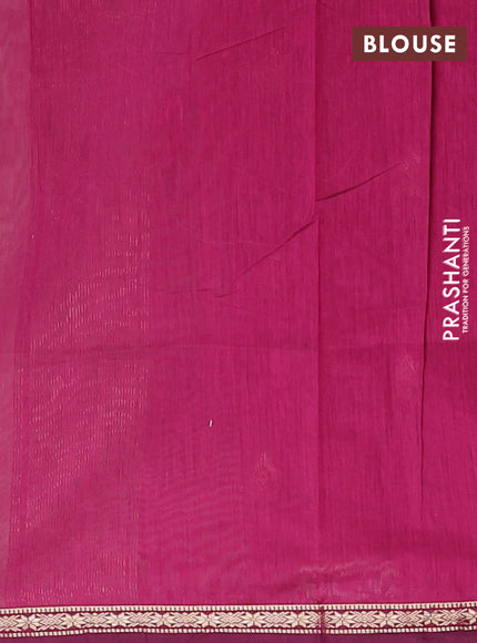 Semi maheswari cotton saree pastel green and magenta pink with zari woven buttas and small zari woven border