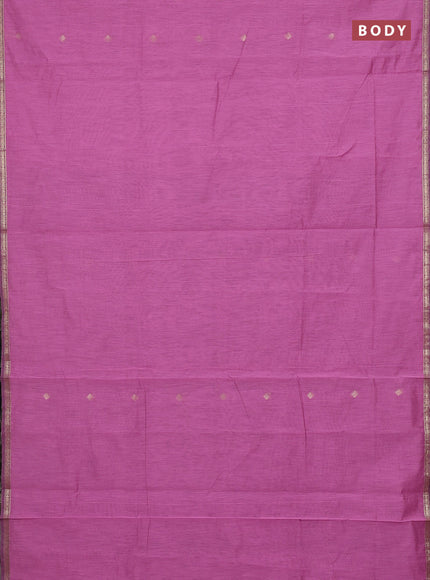 Semi maheswari cotton saree pink and black with zari woven buttas and small zari woven border