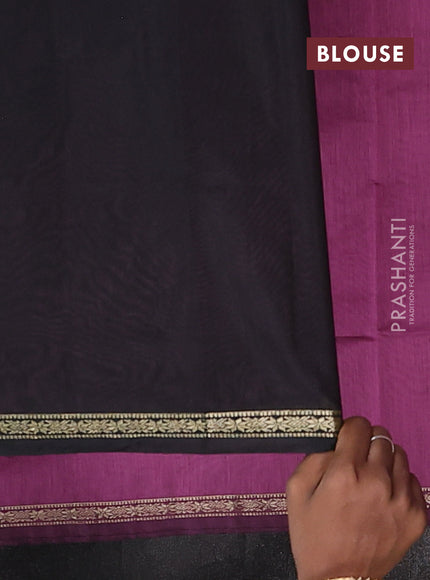 Semi maheswari cotton saree pink and black with zari woven buttas and small zari woven border