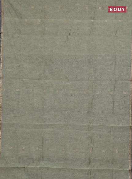 Semi maheswari cotton saree pastel green and bottle green with zari woven buttas and small zari woven border