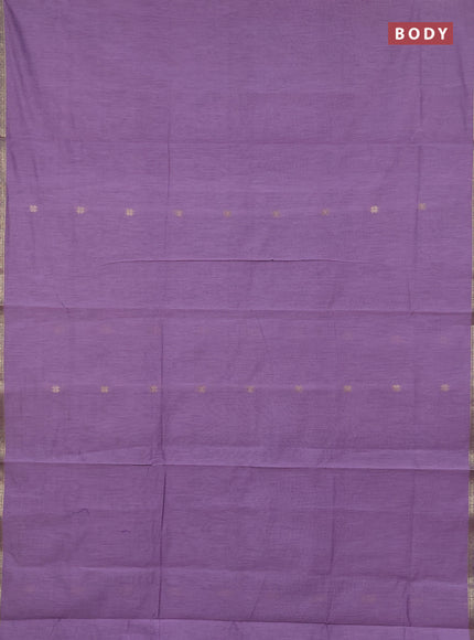 Semi maheswari cotton saree lavender and violet with zari woven buttas and small zari woven border