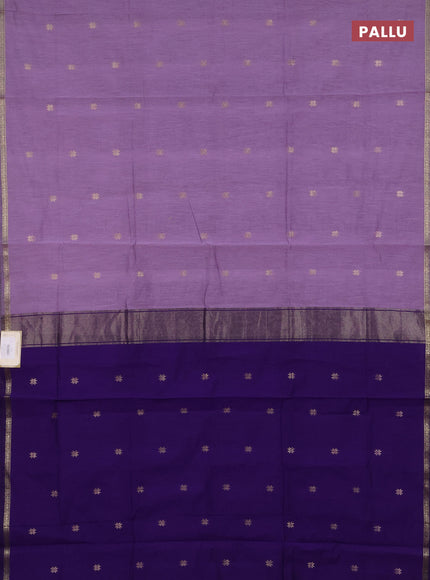 Semi maheswari cotton saree lavender and violet with zari woven buttas and small zari woven border