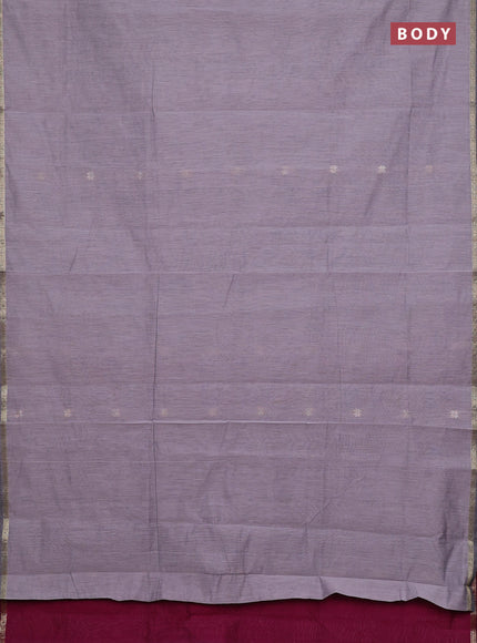 Semi maheswari cotton saree grey and magenta pink with zari woven buttas and small zari woven border