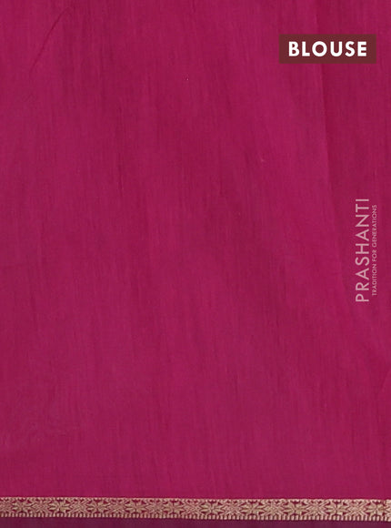 Semi maheswari cotton saree grey and magenta pink with zari woven buttas and small zari woven border