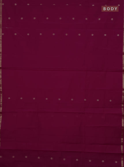 Semi maheswari cotton saree magenta pink and mustard yellow with zari woven buttas and small zari woven border
