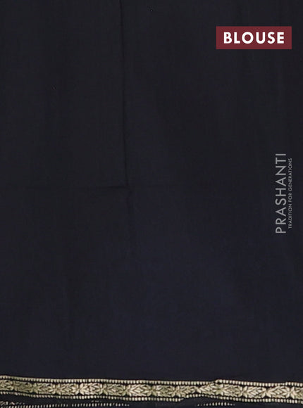 Semi maheswari cotton saree blue and black with silver zari woven buttas and small zari woven border