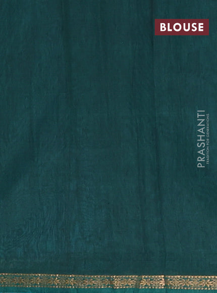 Semi maheswari cotton saree teal blue and green with silver zari woven buttas and small zari woven border