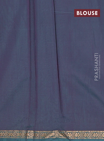 Semi maheswari cotton saree teal green and purple shade with zari woven buttas and small zari woven border