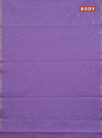 Semi maheswari cotton saree lavender and maroon shade with zari woven buttas and small zari woven border