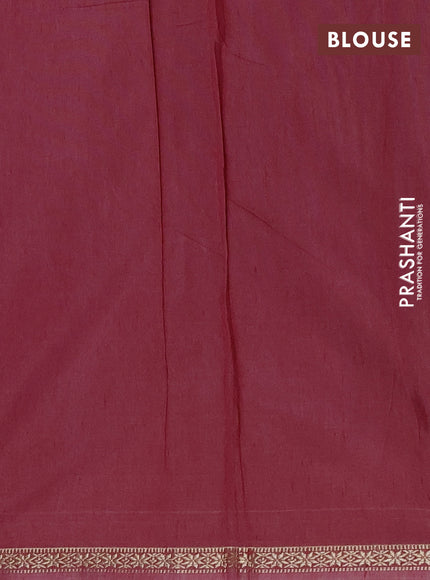 Semi maheswari cotton saree lavender and maroon shade with zari woven buttas and small zari woven border