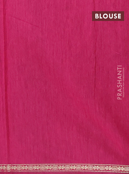 Semi maheswari cotton saree peacock green and magenta pink with zari woven buttas and small zari woven border