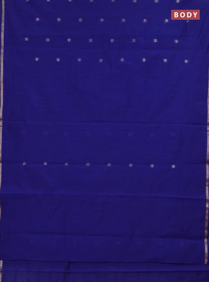 Semi maheswari cotton saree purple and blue with zari woven buttas and small zari woven border
