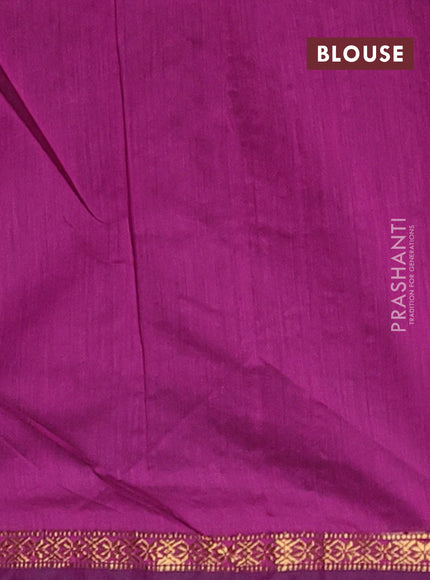 Semi maheswari cotton saree peacock green and purple with copper zari woven buttas and small copper zari woven border