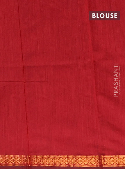 Semi maheswari cotton saree navy blue and maroon with copper zari woven buttas and small copper zari woven border