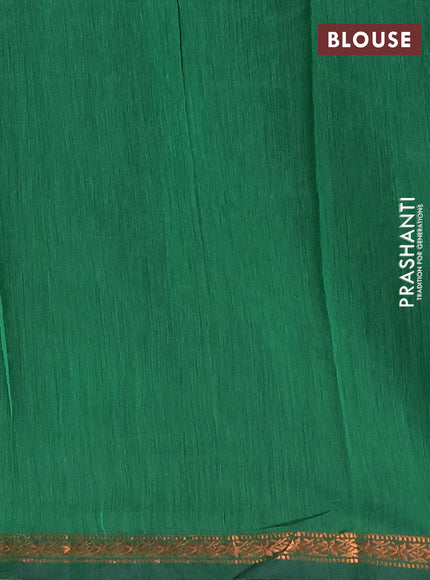 Semi maheswari cotton saree purple and green with copper zari woven buttas and small zari woven border