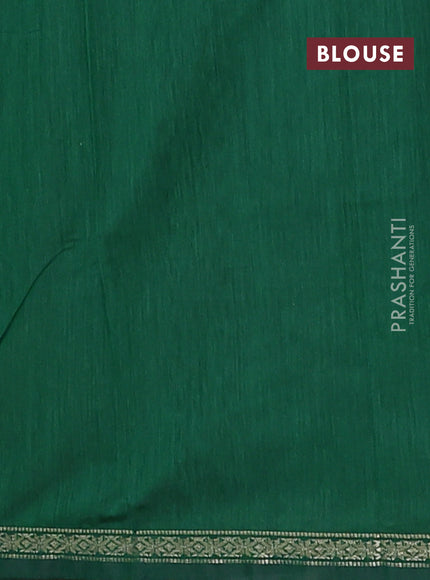 Semi maheswari cotton saree maroon and green with silver zari woven buttas and small zari woven border
