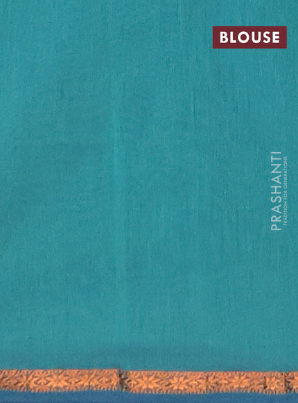 Semi maheswari cotton saree grey and green with copper zari woven buttas and small copper zari woven border